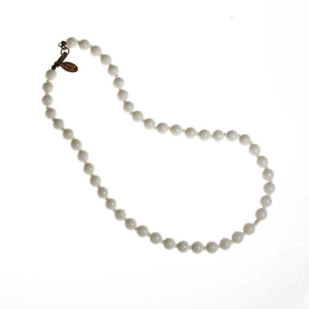 Miriam Haskell Milk Glass Beaded Necklace