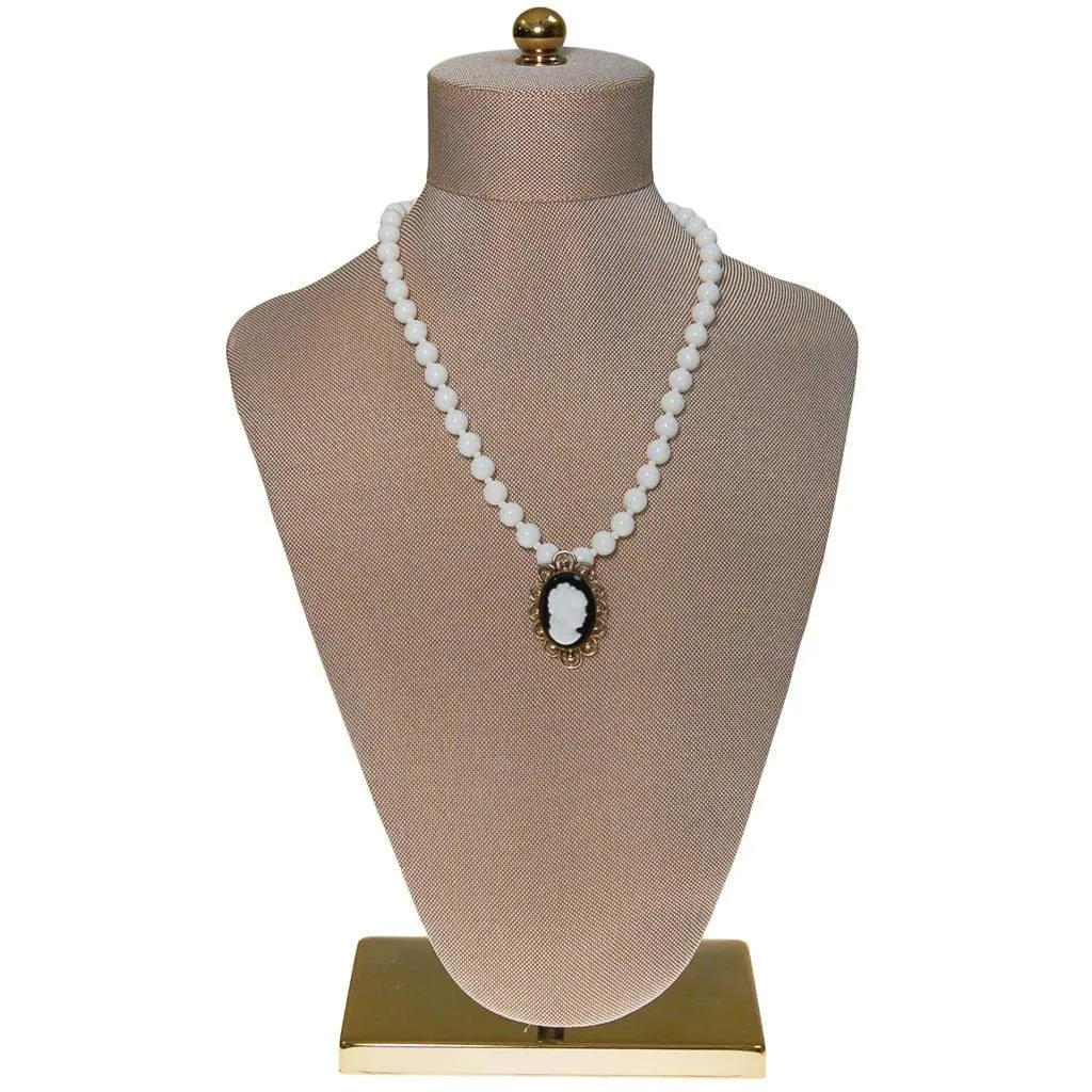 Miriam Haskell Milk Glass Beaded Necklace