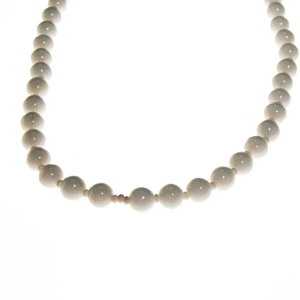 Miriam Haskell Milk Glass Beaded Necklace
