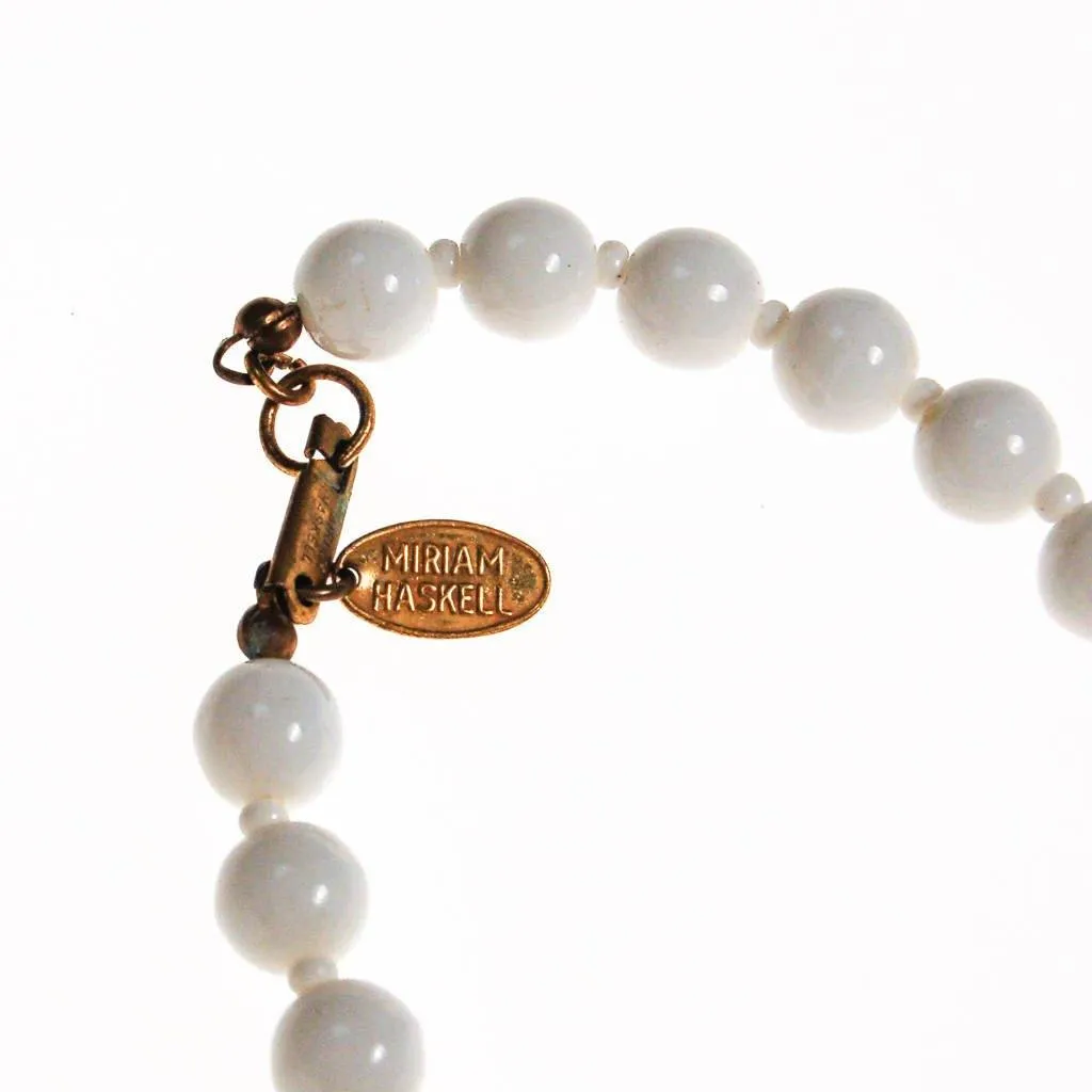 Miriam Haskell Milk Glass Beaded Necklace