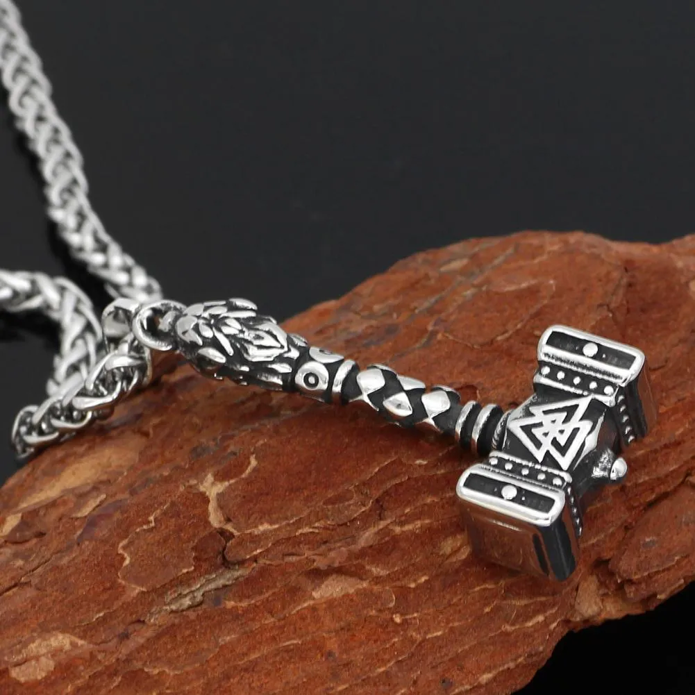 Mjolnir Necklace With Valknut Symbol