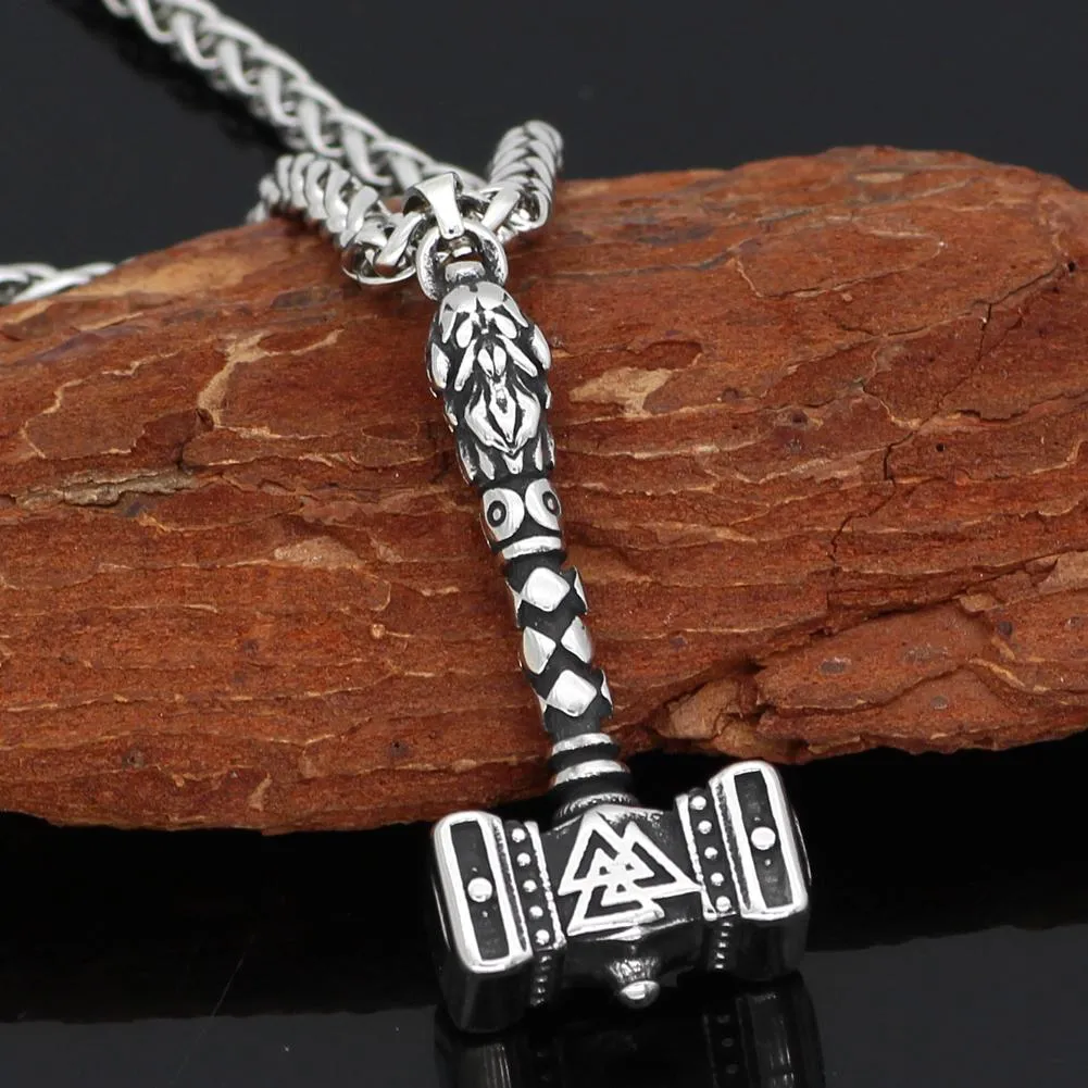 Mjolnir Necklace With Valknut Symbol