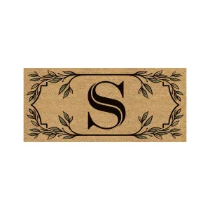 Monogram Flocked Sassafras Coir Switch Mat, Letter S,2rmc1288ss