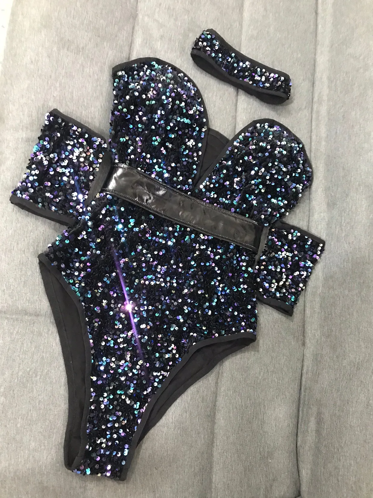 Multi Color Sequins Bodysuit
