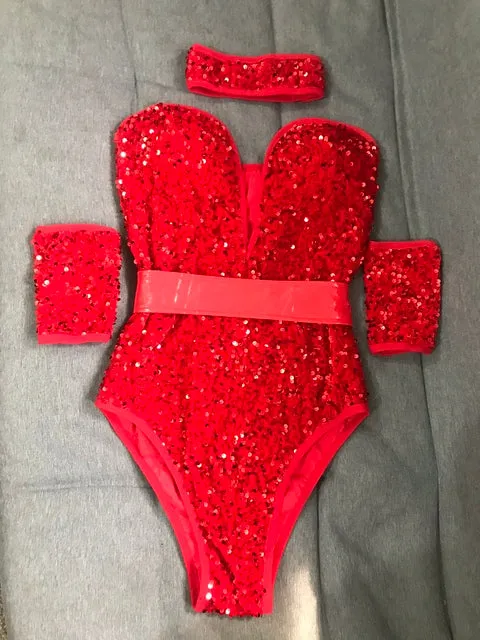 Multi Color Sequins Bodysuit