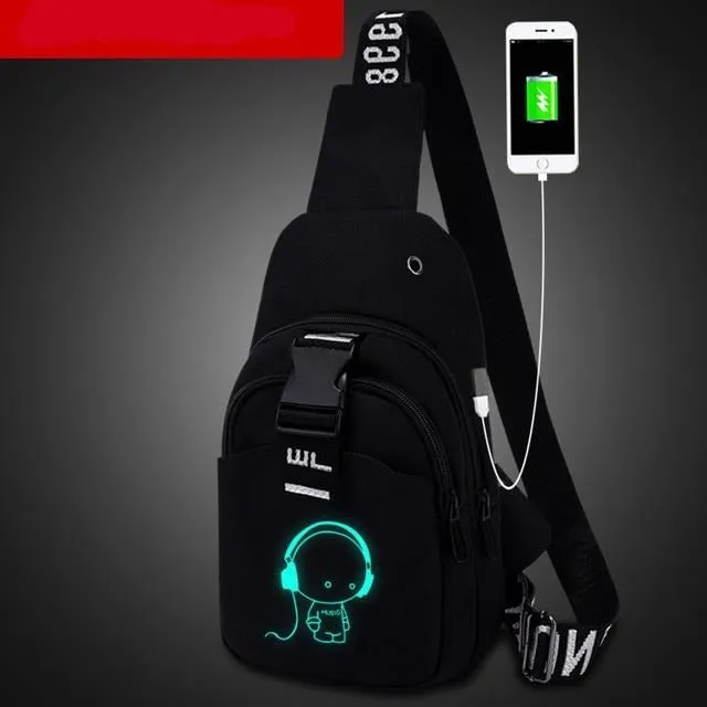 Multifunction Fashion Men women Crossbody Bags USB Charging Chest Pack