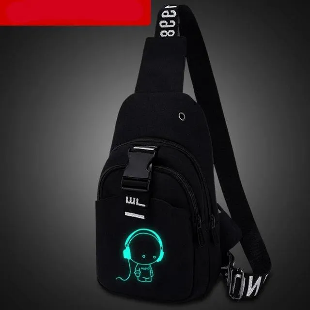 Multifunction Fashion Men women Crossbody Bags USB Charging Chest Pack