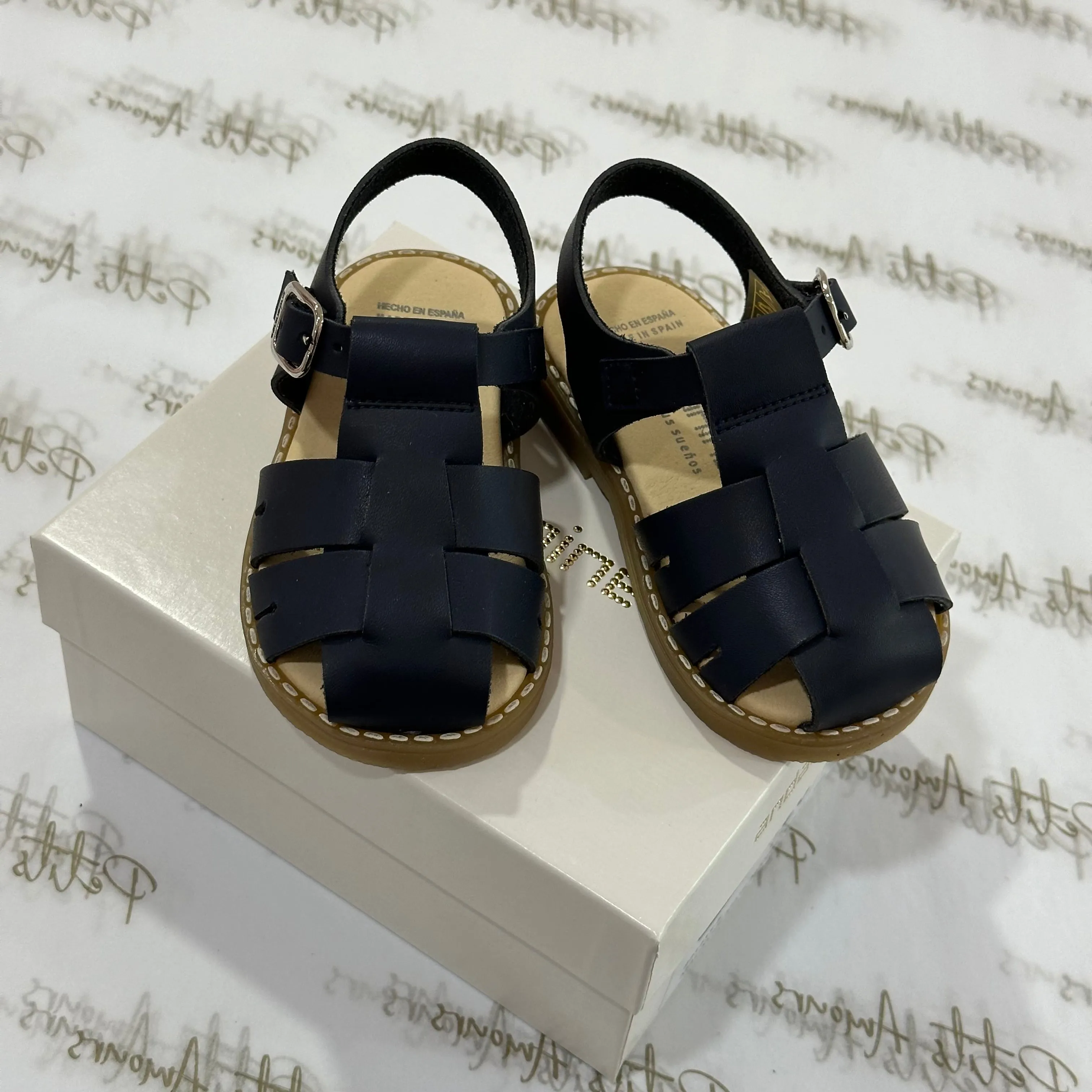 Navy Caged Sandals