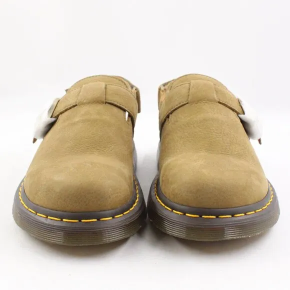 NIB Dr. Martens Jorge II Tumbled Nubuck Leather Slingback Mules Muted Olive (11)