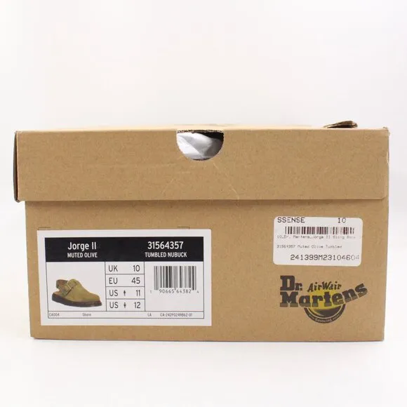 NIB Dr. Martens Jorge II Tumbled Nubuck Leather Slingback Mules Muted Olive (11)