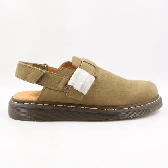 NIB Dr. Martens Jorge II Tumbled Nubuck Leather Slingback Mules Muted Olive (11)