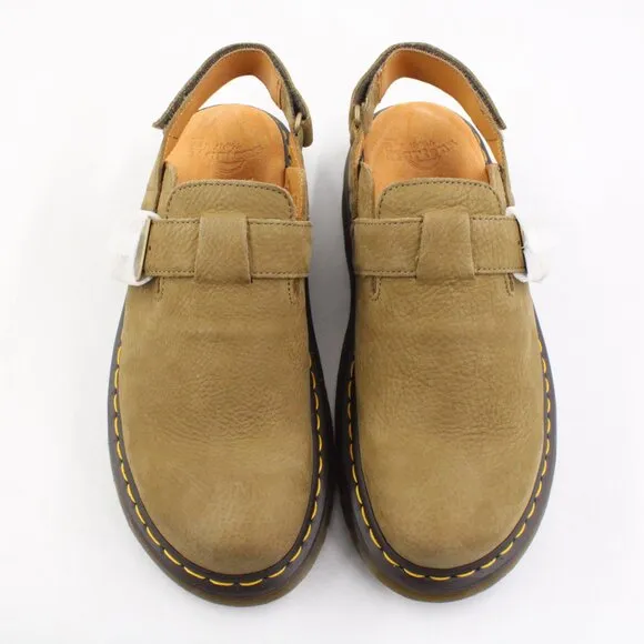 NIB Dr. Martens Jorge II Tumbled Nubuck Leather Slingback Mules Muted Olive (11)