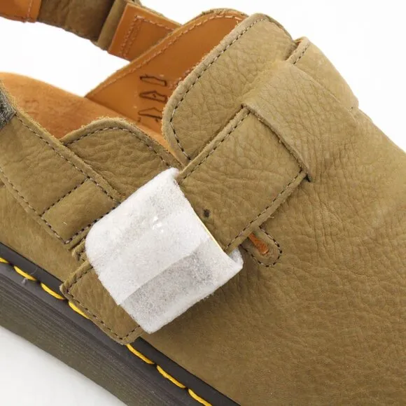 NIB Dr. Martens Jorge II Tumbled Nubuck Leather Slingback Mules Muted Olive (11)