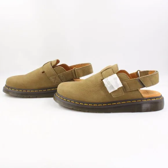 NIB Dr. Martens Jorge II Tumbled Nubuck Leather Slingback Mules Muted Olive (11)
