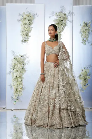 Nude Floral Lehenga Set