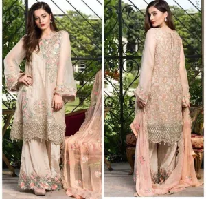 Pakistani Designer Imrozia Peachy Pink Chiffon Dress - C814