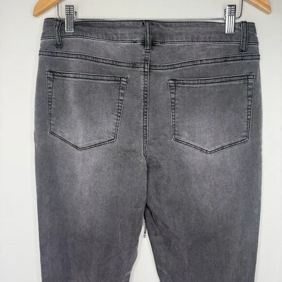 Philosophy Black Denim Jeans Floral Embroidered Bejeweled Jeans size 12