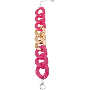 Pink Acrylic Chain Link Bracelet