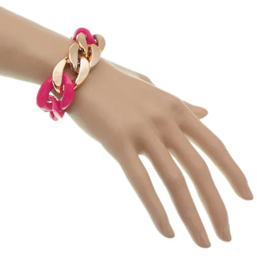 Pink Acrylic Chain Link Bracelet