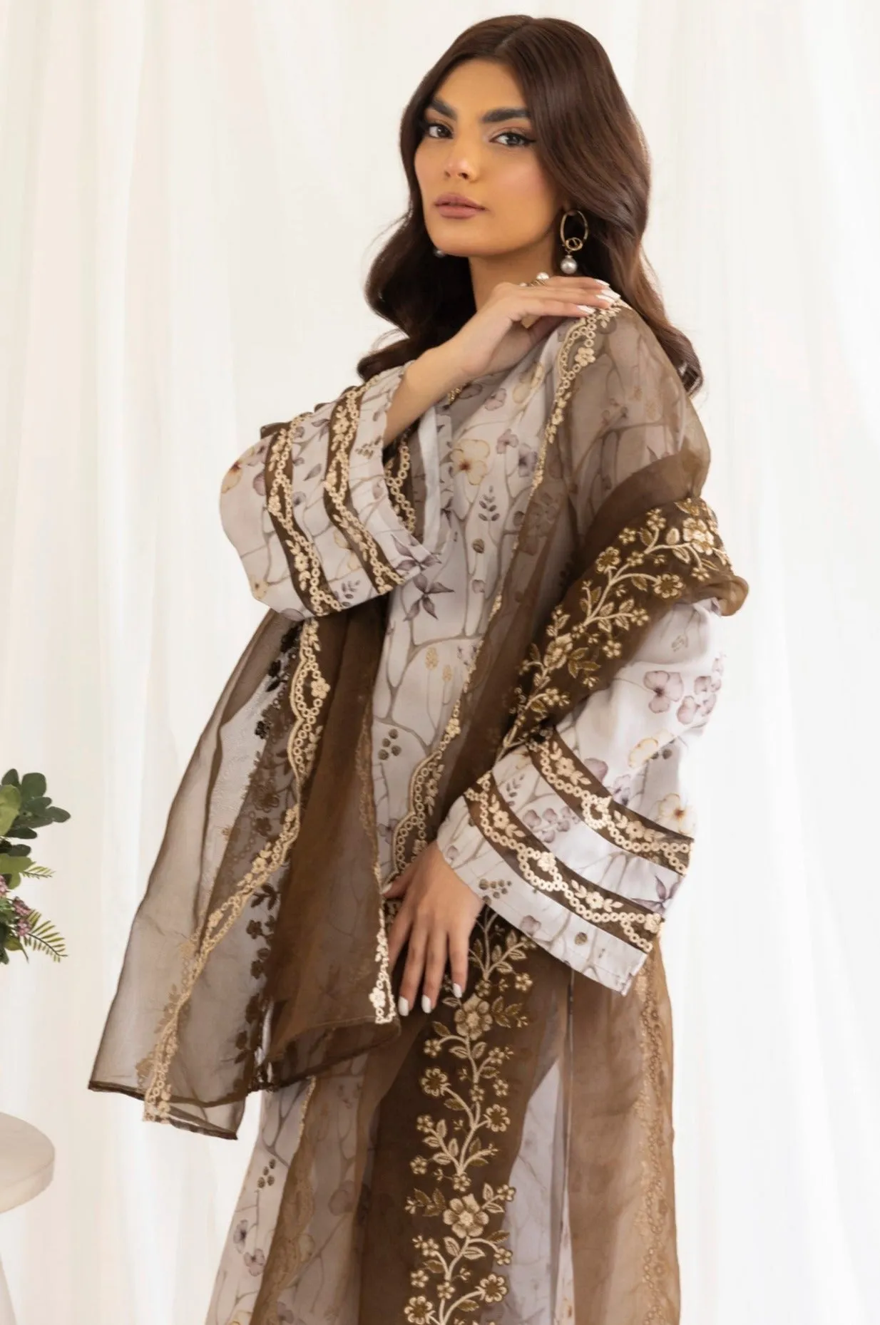PLS-122  3PC SILK LAWN STITCHED
