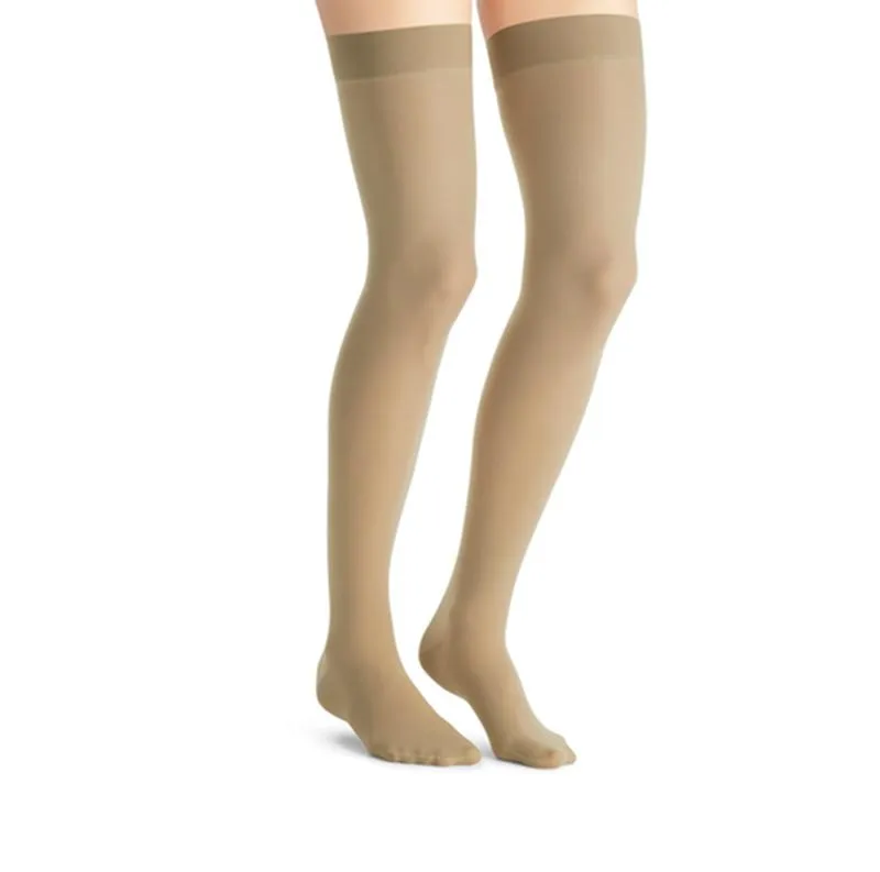 PR/1 JOBST ULTRASHEER WOMEN, THIGH HIGH W/SIL DOT BAND, 15-20MMHG, SM, NATURAL, CLOSED TOE