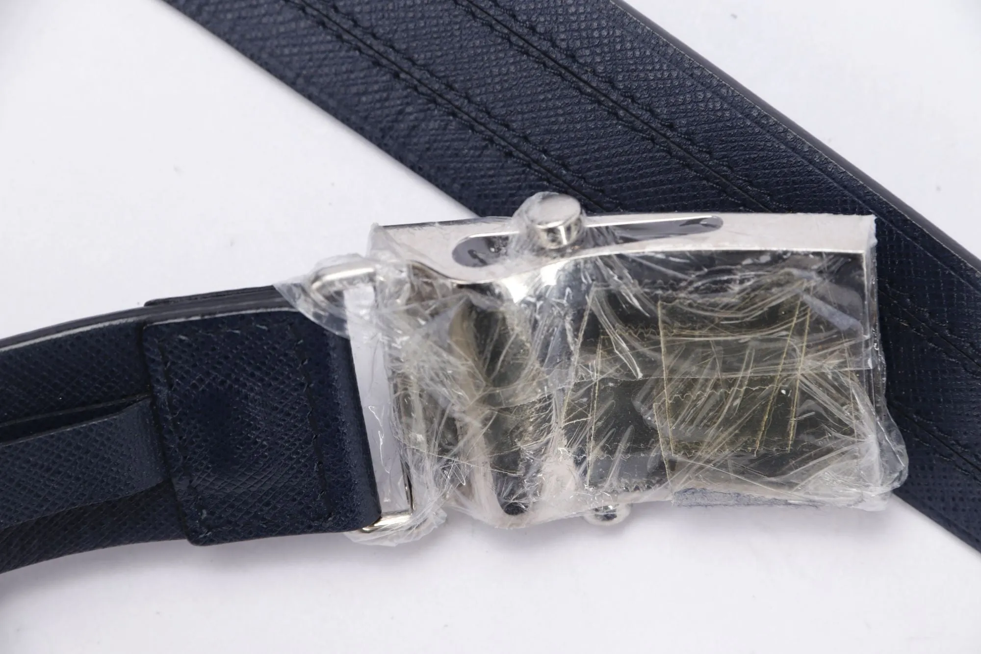 Prada Grey Green Saffiano Belt