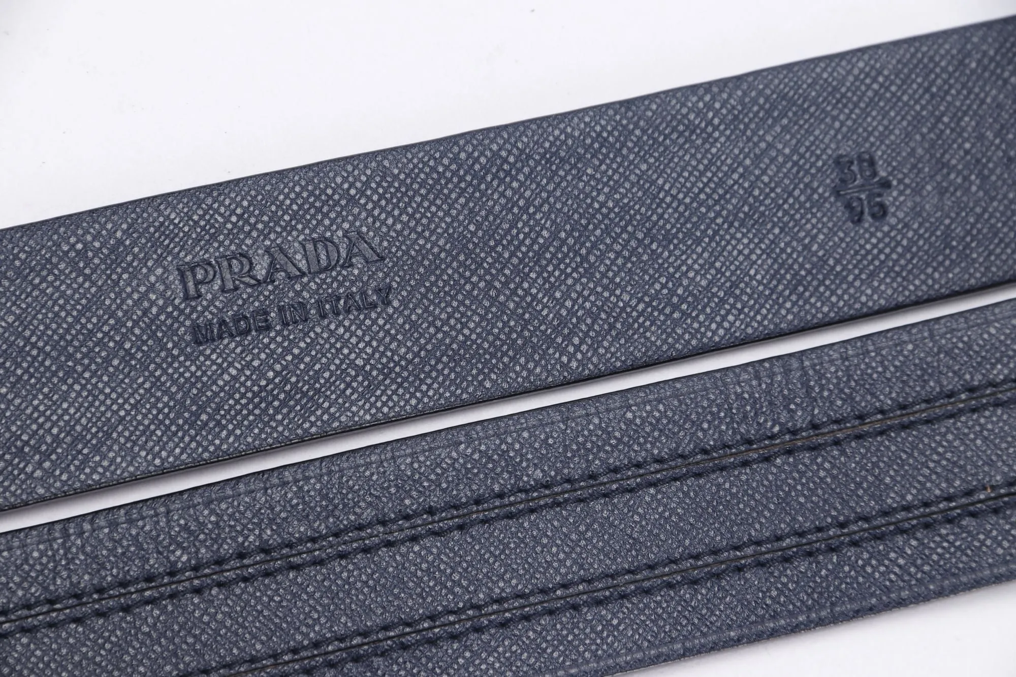 Prada Grey Green Saffiano Belt