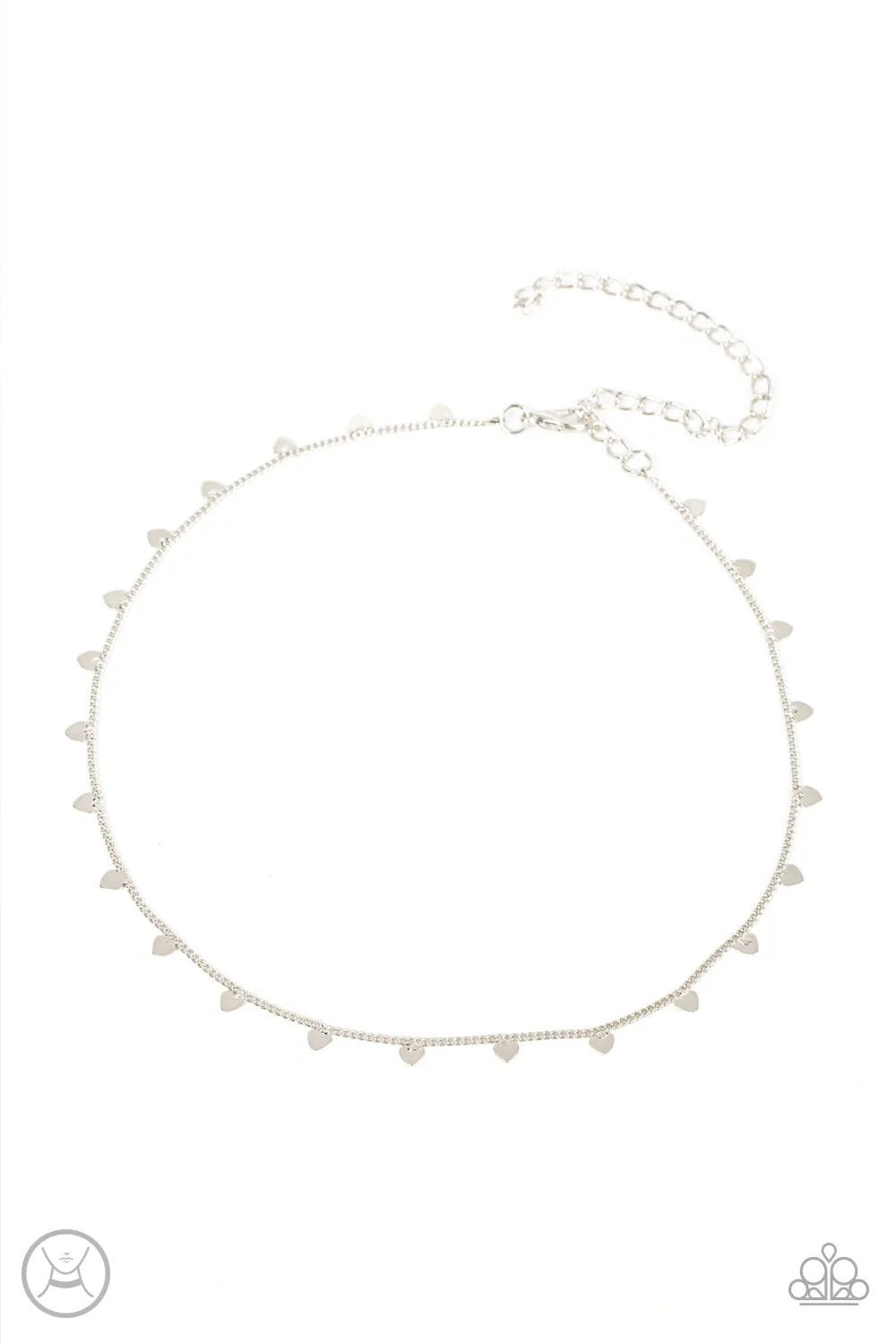 "Cupid's Cutest Valentine" Silver Metal & With Mini Hearts Choker Necklace Set