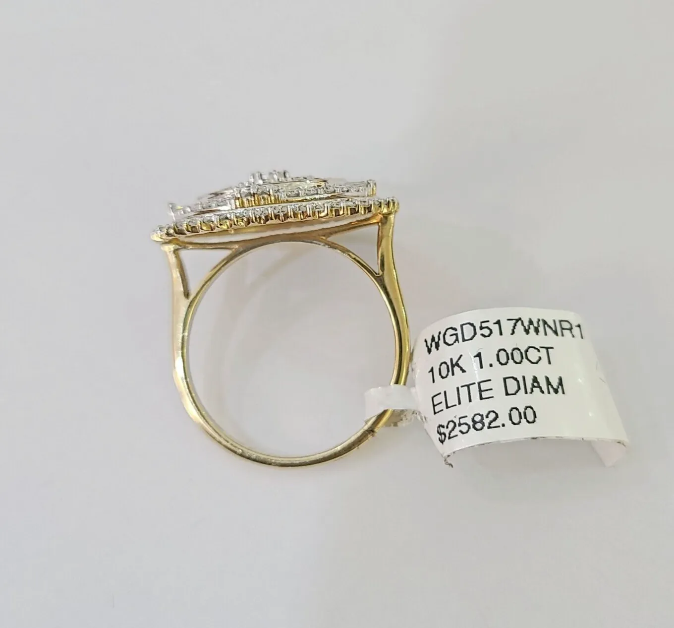Real 10k Diamond Ladies Ring Circular Yellow Gold Women Casual Genuine