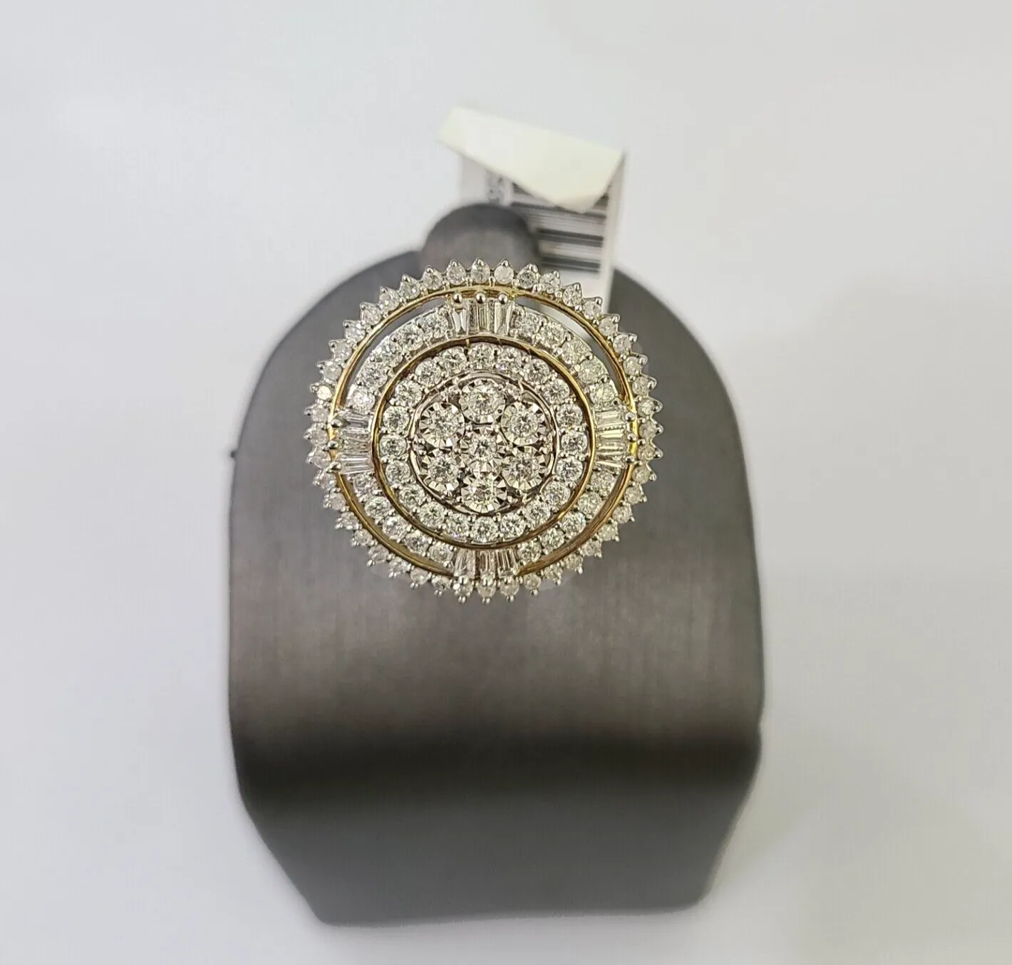 Real 10k Diamond Ladies Ring Circular Yellow Gold Women Casual Genuine