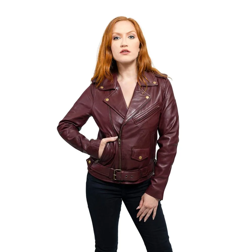 Rebel - Women's Fashion Lambskin Leather Jacket (Oxblood)