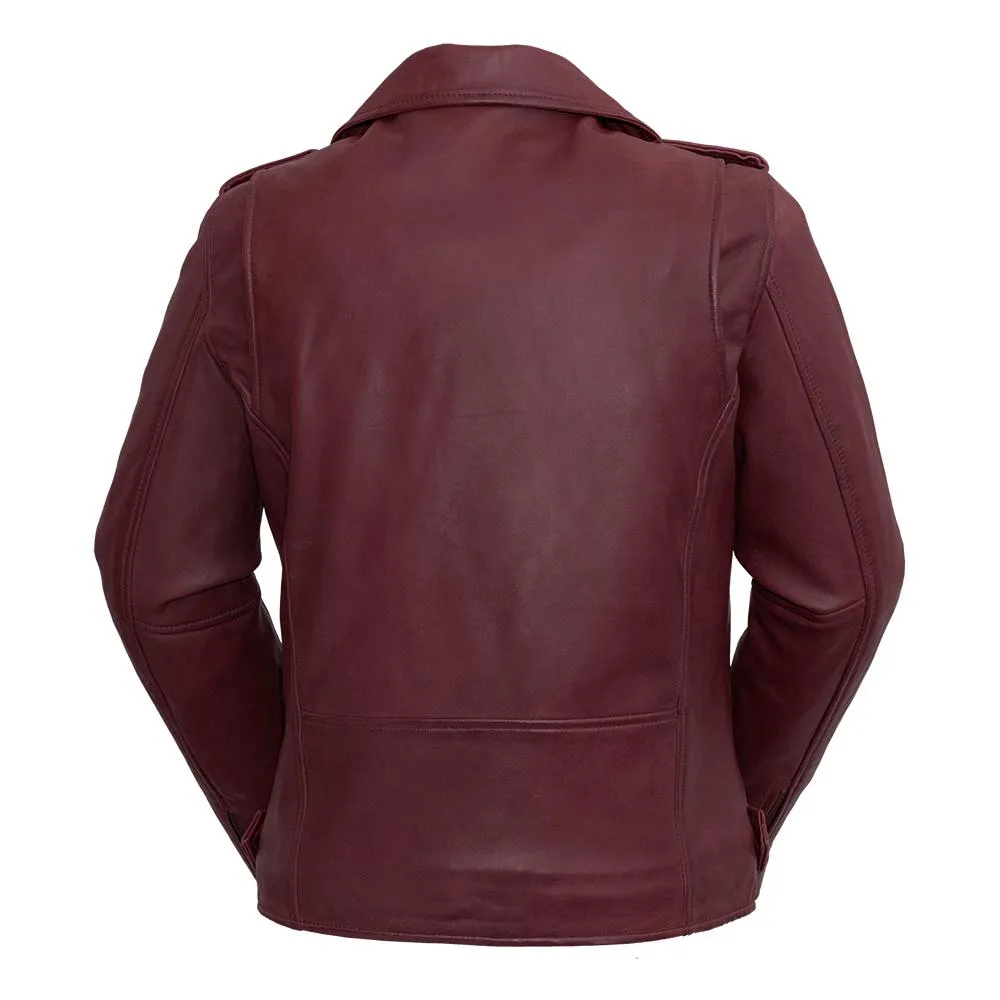 Rebel - Women's Fashion Lambskin Leather Jacket (Oxblood)