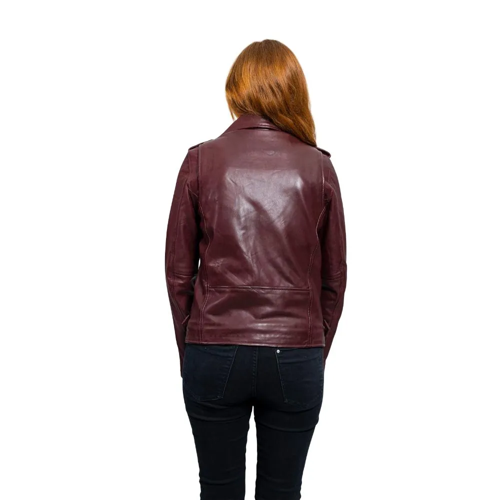 Rebel - Women's Fashion Lambskin Leather Jacket (Oxblood)