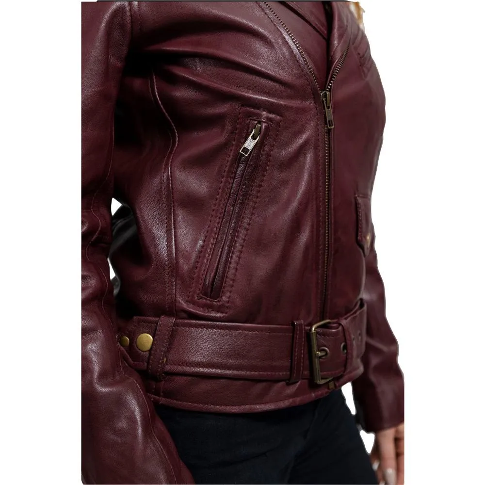 Rebel - Women's Fashion Lambskin Leather Jacket (Oxblood)