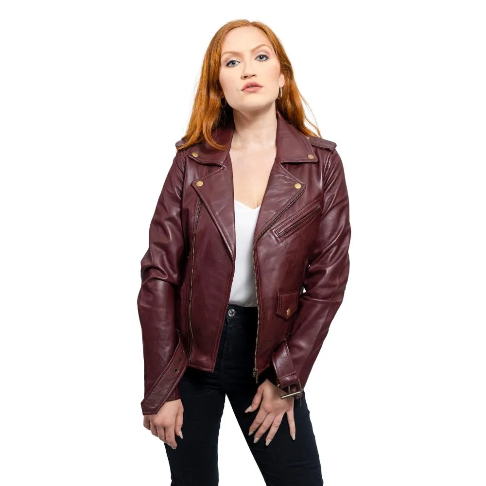 Rebel - Women's Fashion Lambskin Leather Jacket (Oxblood)