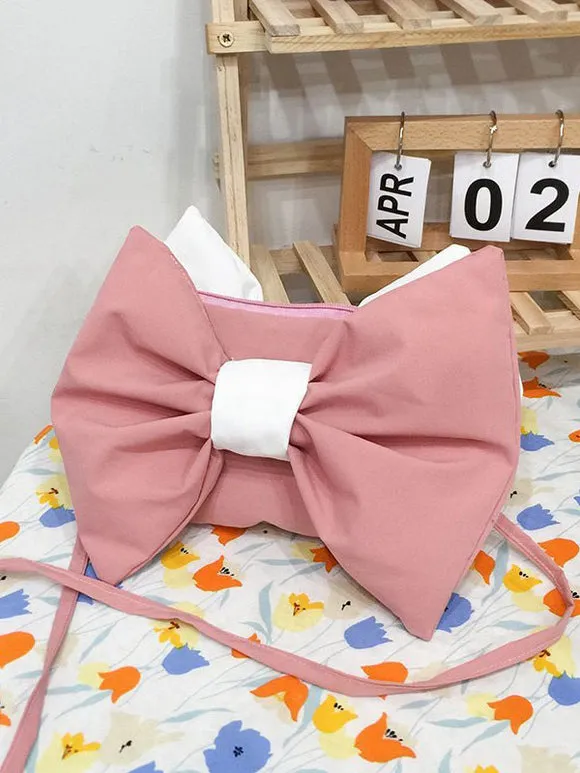 Red Lolita Bag Canvas Bows Polyester Fiber Cross-body Bag Lolita Accessories