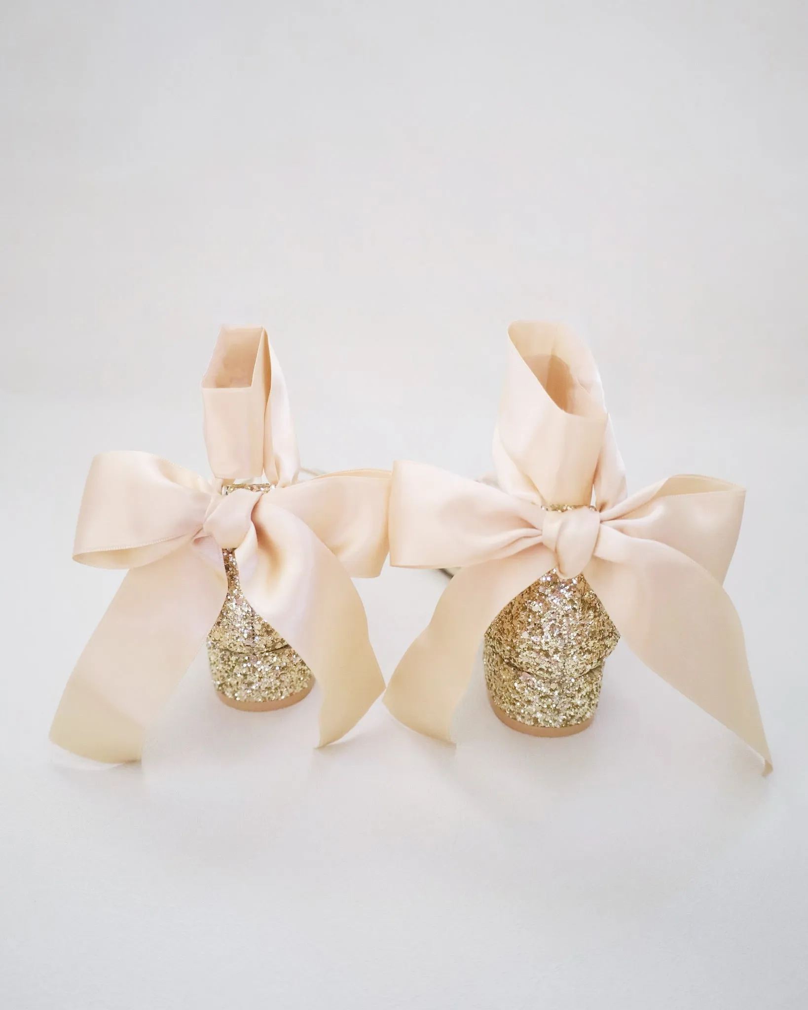 Rock Glitter Low Block Heel Girls Sandals with Wrapped Satin Tie