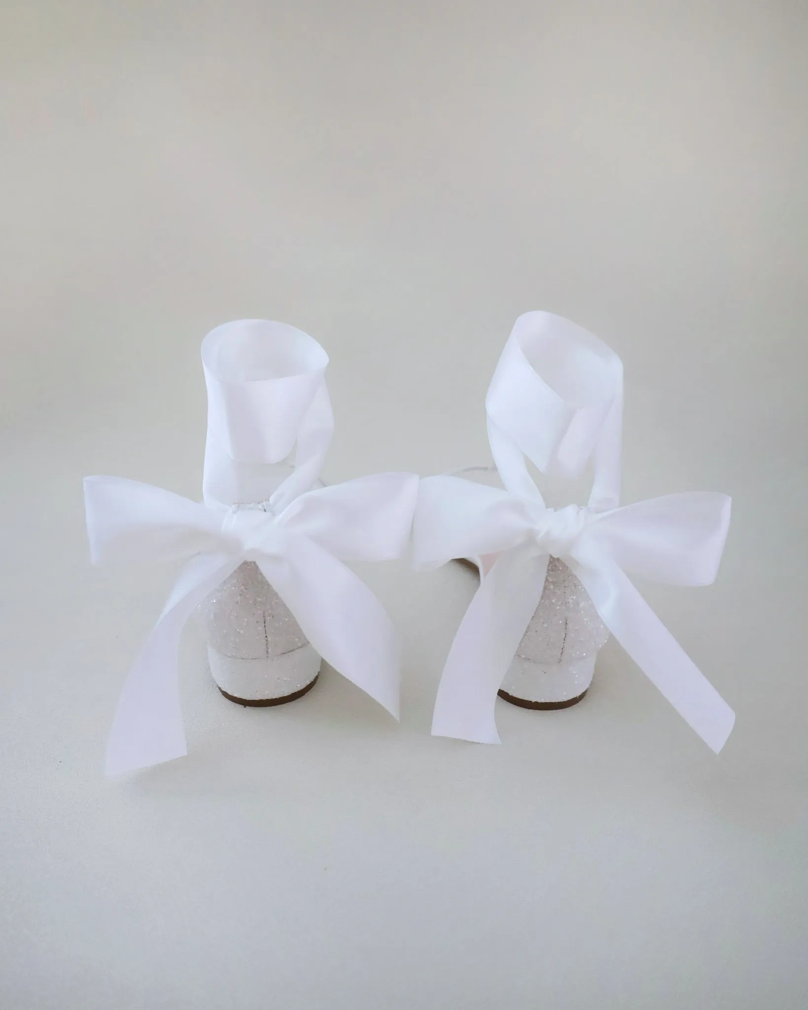 Rock Glitter Low Block Heel Wedding Sandals with Wrapped Satin Tie