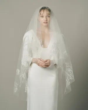 RTS.- MEADOW WILDFLOWERS EMBROIDERED VEIL
