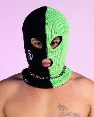 RW Black & Green Color Split Ski Mask