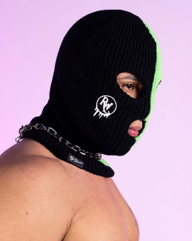 RW Black & Green Color Split Ski Mask