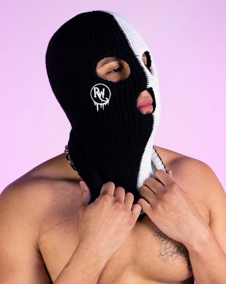 RW Black & White Color Split Ski Mask