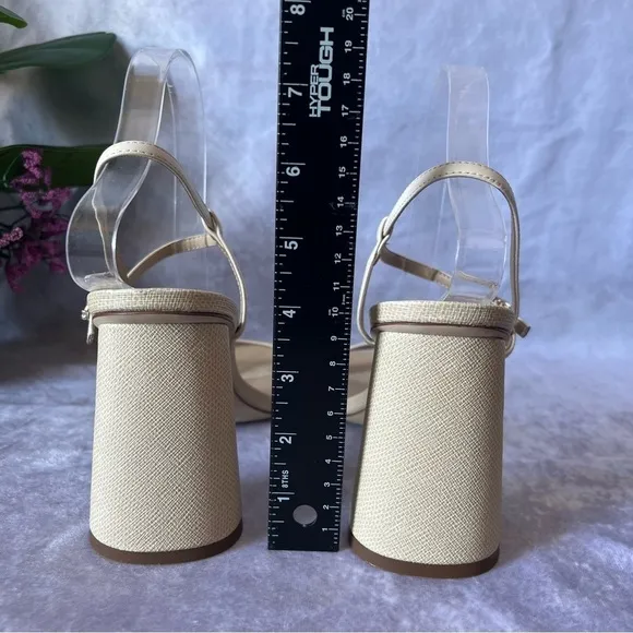 SAM Edelman Women Kit Slingback Block Heel Sandal Cream Size 9