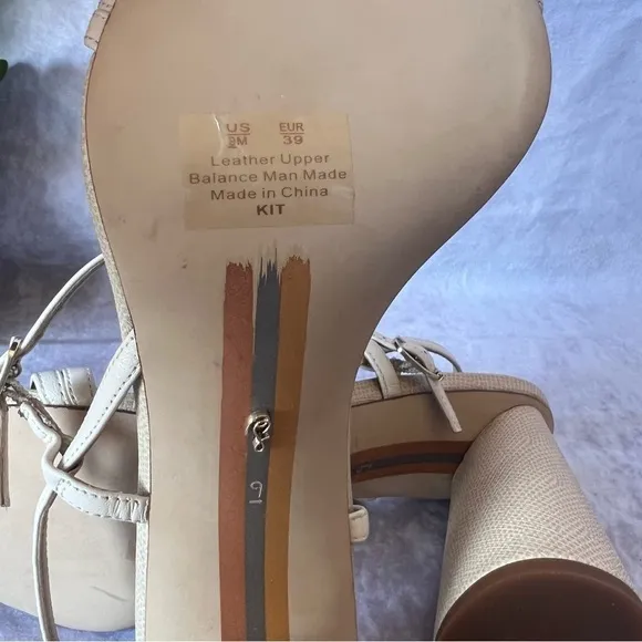SAM Edelman Women Kit Slingback Block Heel Sandal Cream Size 9