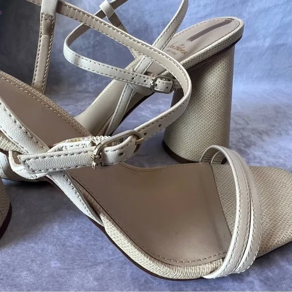 SAM Edelman Women Kit Slingback Block Heel Sandal Cream Size 9