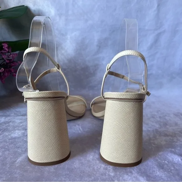 SAM Edelman Women Kit Slingback Block Heel Sandal Cream Size 9