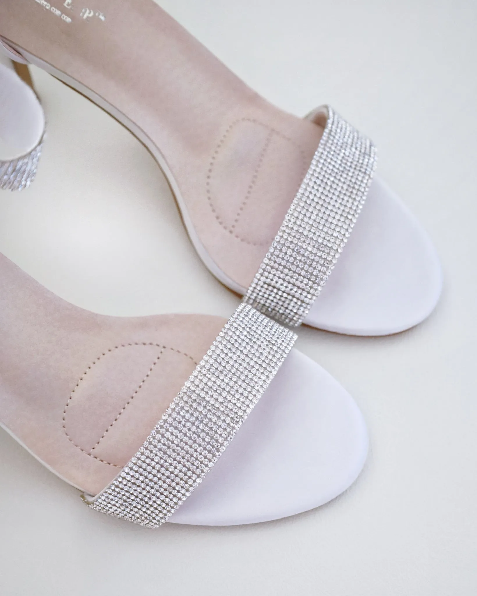 Satin High Heel Wedding Sandals with Rhinestones Strap