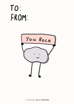 Set Of 25 You Rock vinyl stickers backed onto flat cards