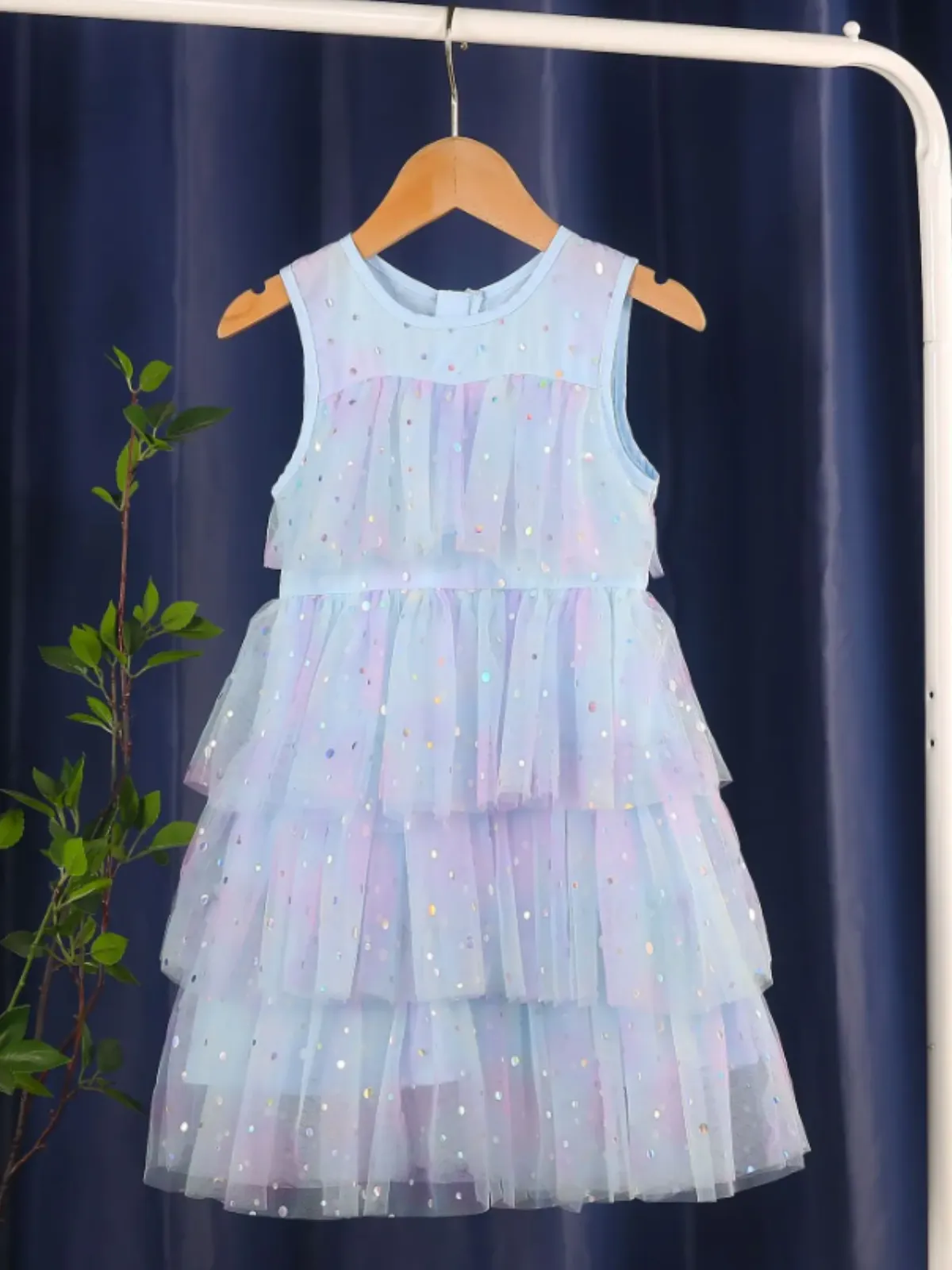 She Radiates Magic Sequined Tiered Tulle Dress