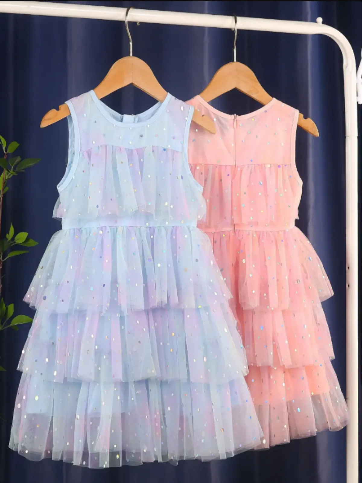 She Radiates Magic Sequined Tiered Tulle Dress